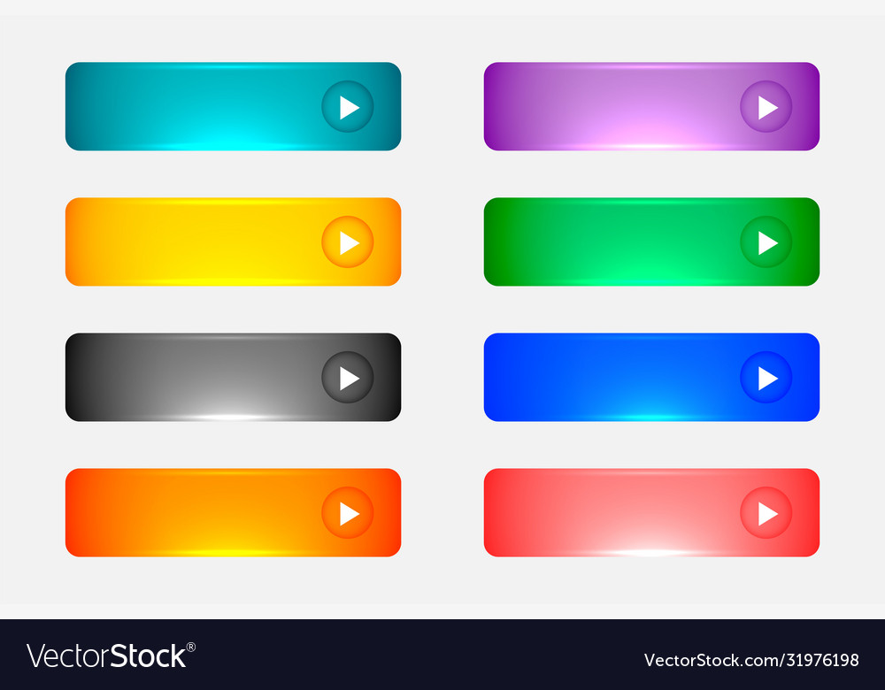 Shiny or glossy web empty colorful buttons set
