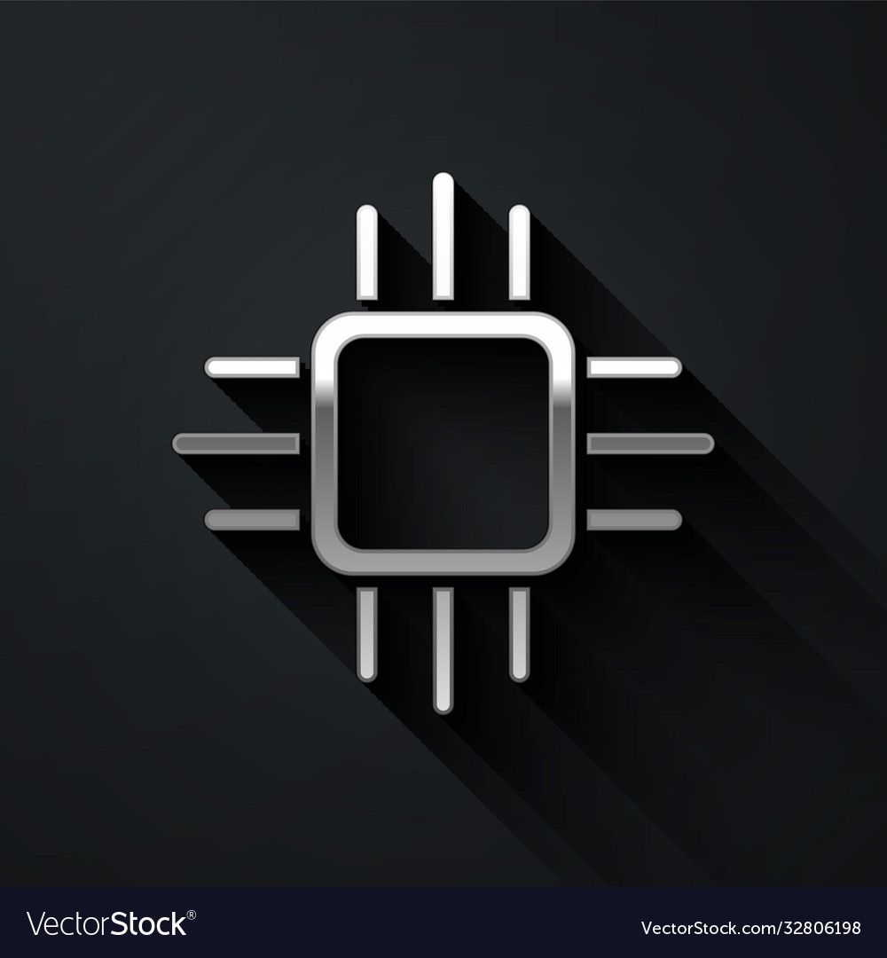 Silber Computerprozessor mit Mikroschaltungen cpu vector image Silber Computerprozessor mit Mikroschaltungen cpu