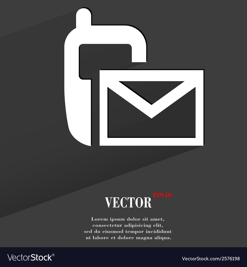 Sms flat modern web button with long shadow