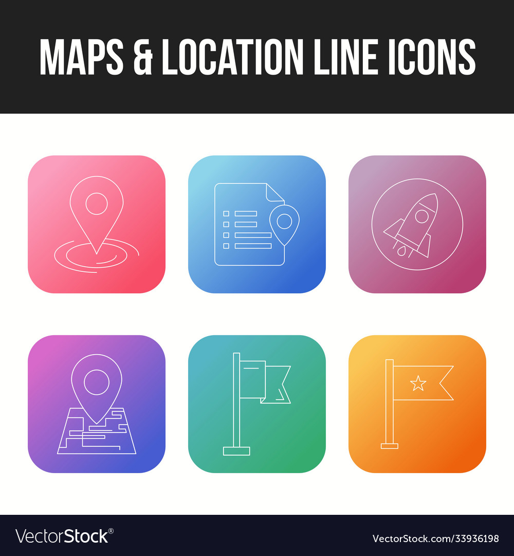 Unique icon set maps location line icons