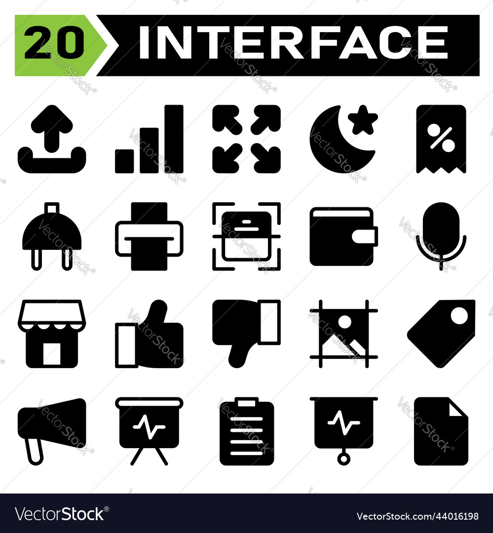 Benutzeroberfläche-Symbol-Set enthalten Upload-Zeichen vector image Benutzeroberfläche-Symbol-Set enthalten Upload-Zeichen