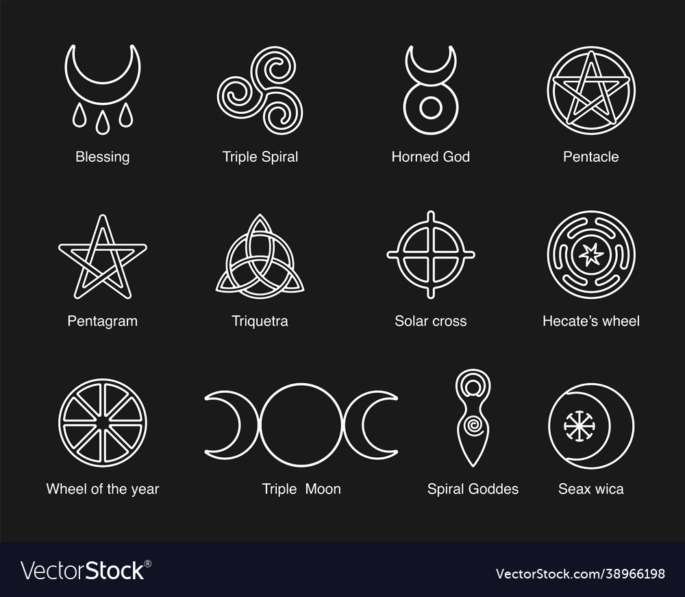 wiccan-and-pagan-symbols-pentagram-triple-moon-vector-image