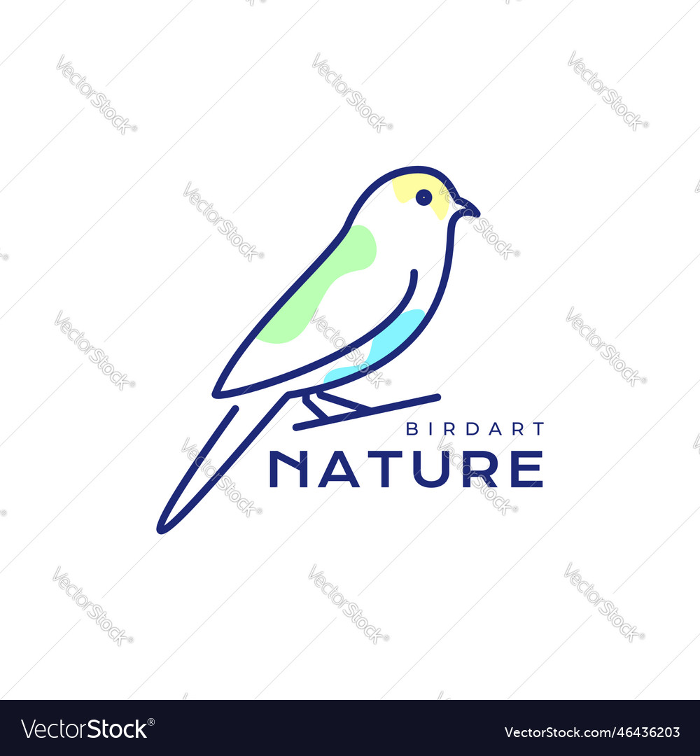 Beauty bird perched canary line art modern