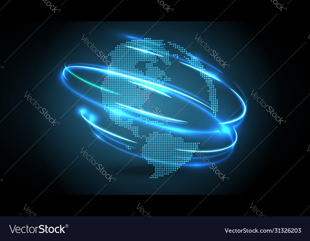 Blue abstract network background with globe Vector Image Blue abstract network background with globe