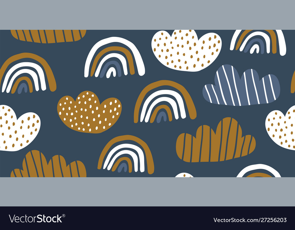 Childish seamless pattern with minimalistic clouds