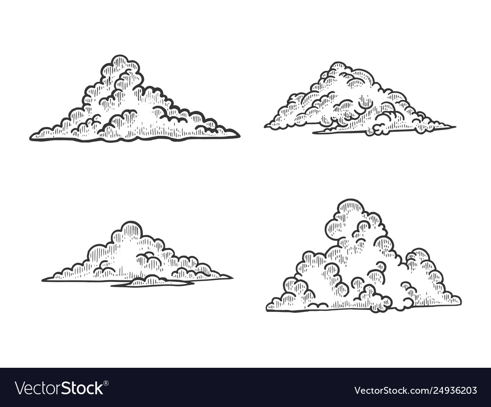 Clouds Sketch Engraving Royalty Free Vector Image