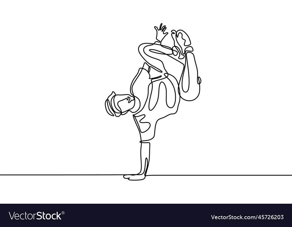Continuous line drawing break dancer dancing vector image Continuous line drawing break dancer dancing