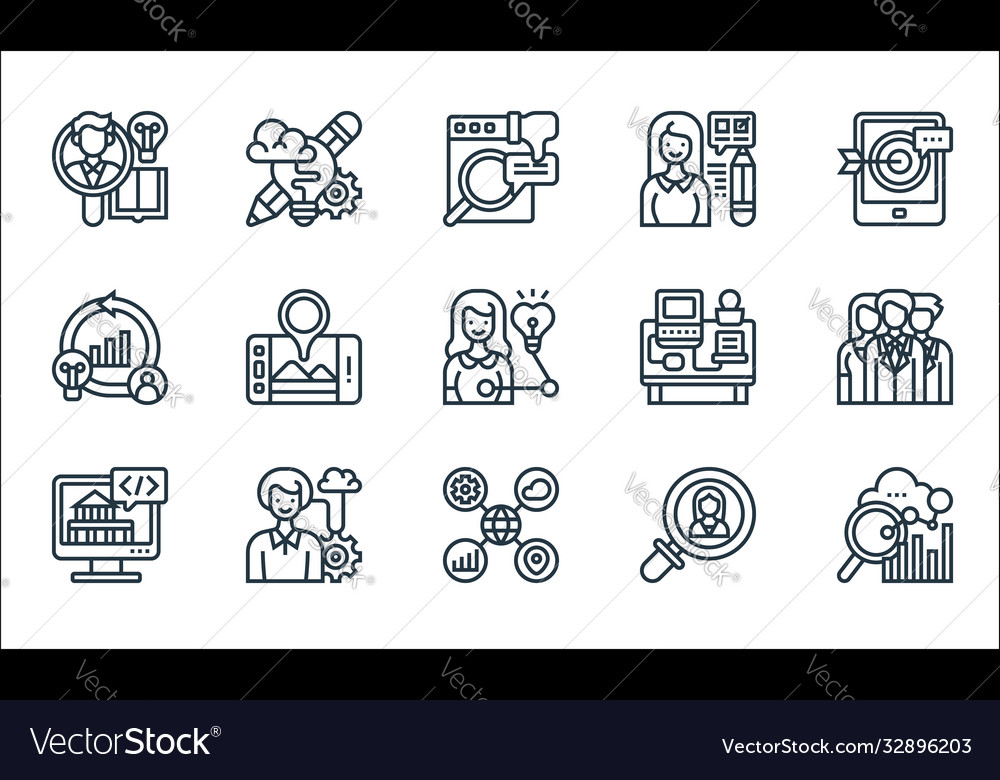 Digital transformation line icons linear set vector image Digital transformation line icons linear set