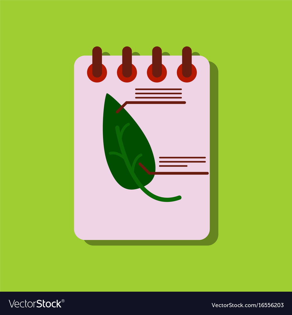 Flat icon design collection notebook and leaf