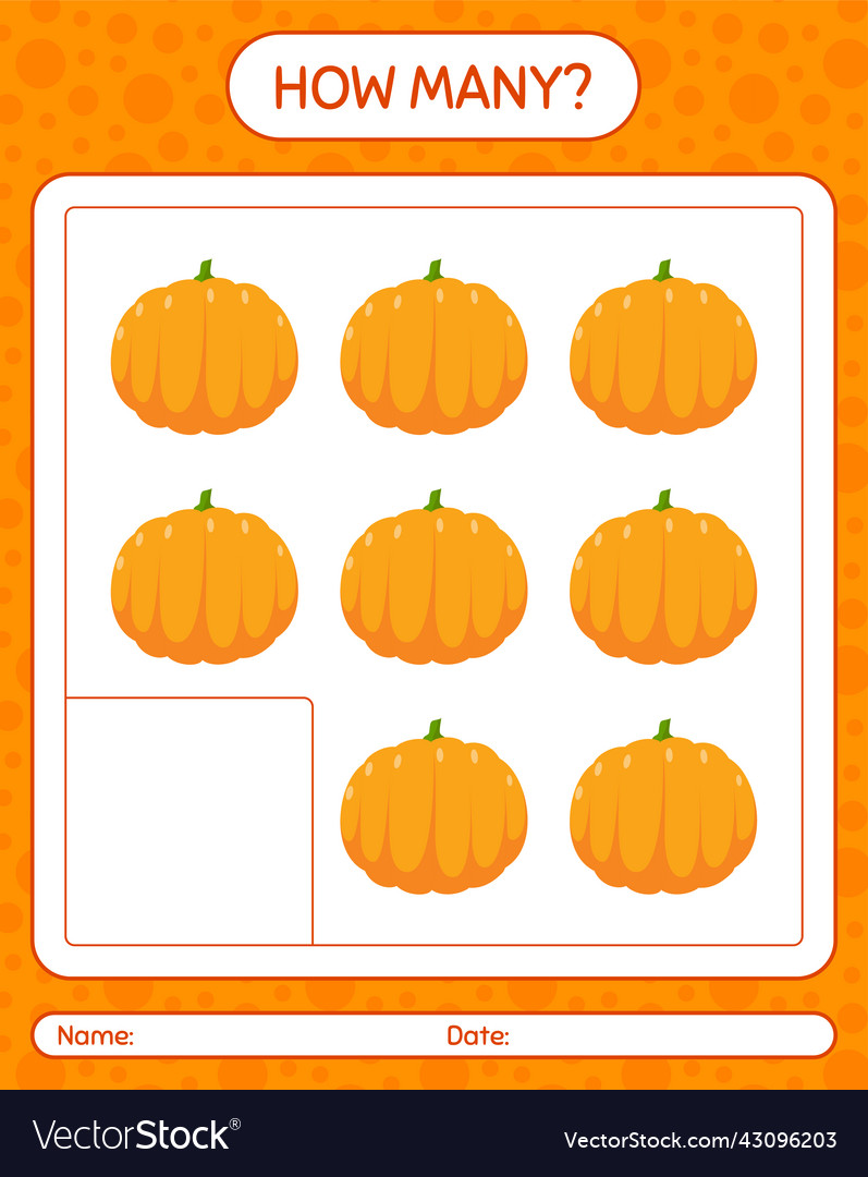 How many counting game with pumpkin worksheet vector image How many counting game with pumpkin worksheet