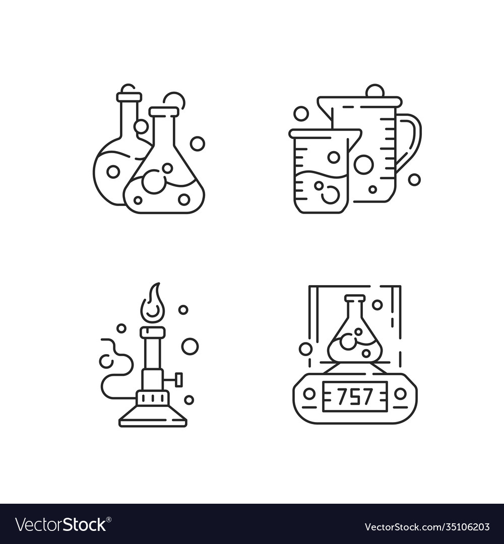 Lab tools linear icons set vector image Lab tools linear icons set
