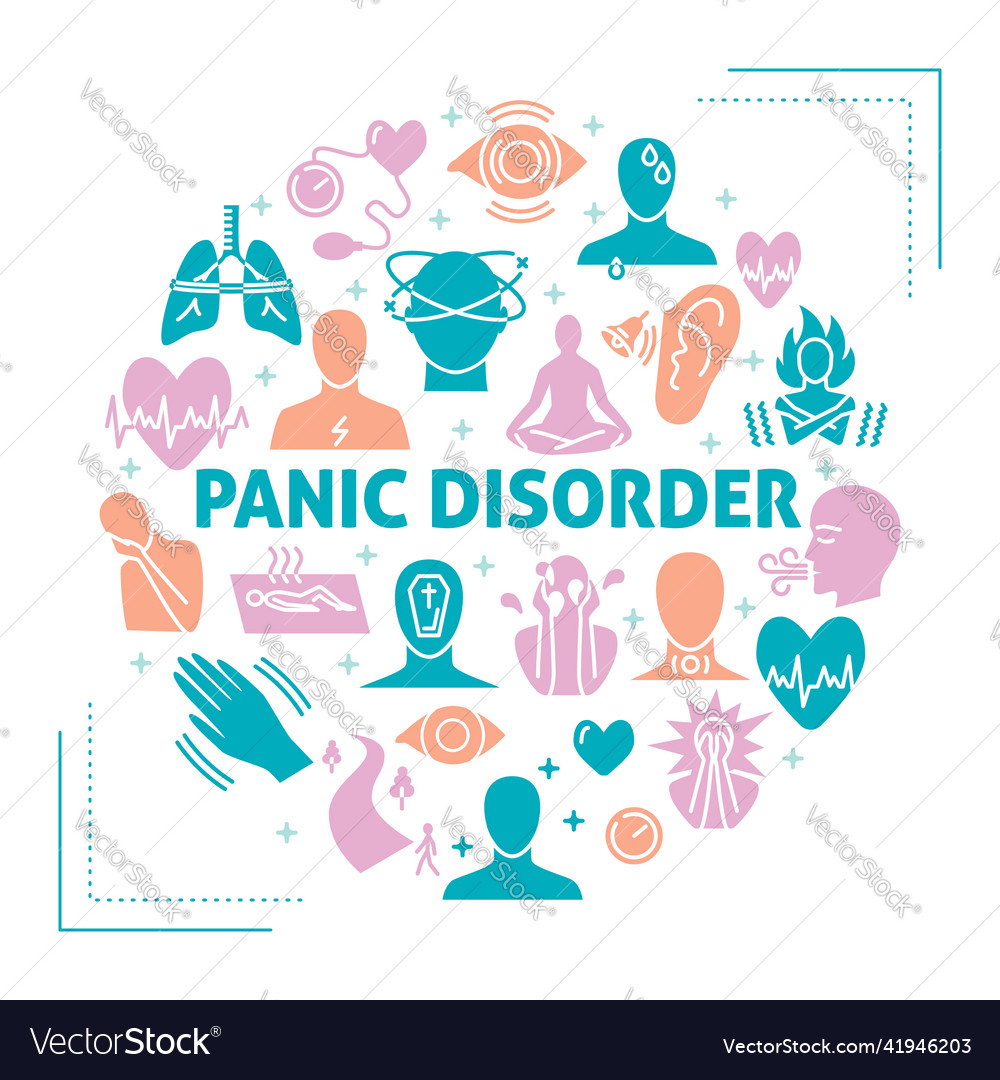 Panic disorder round banner in flat style Vector Image