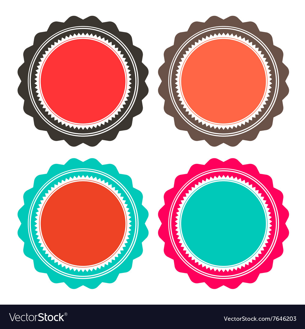 Paper retro circle empty labels set isolated