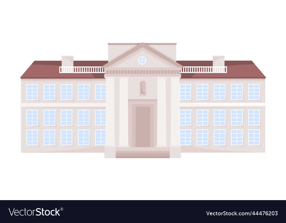 Public building with columns semi flat color
