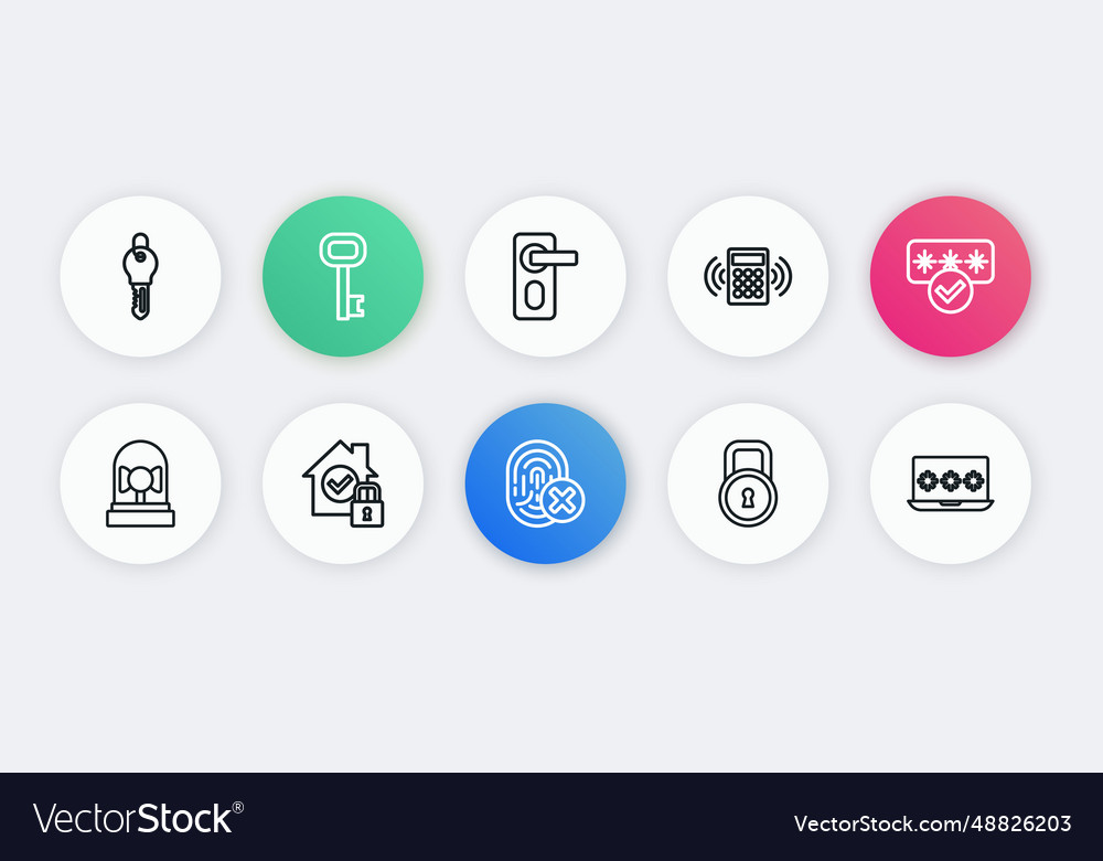 Set line cancelled fingerprint password vector image Set line cancelled fingerprint password