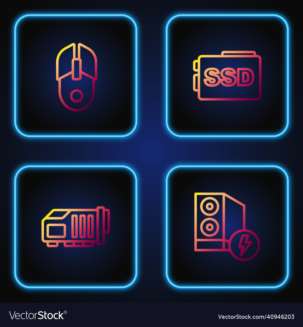 Set line case of computer video graphic card vector image Set line case of computer video graphic card