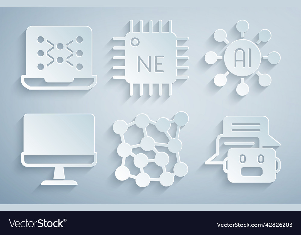 Neural Netzwerk Computer Monitor Chat Bot vector image Neural Netzwerk Computer Monitor Chat Bot
