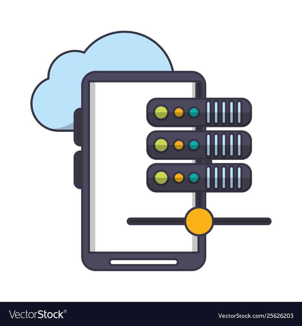 Smartphone servers and cloud computing vector image Smartphone servers and cloud computing