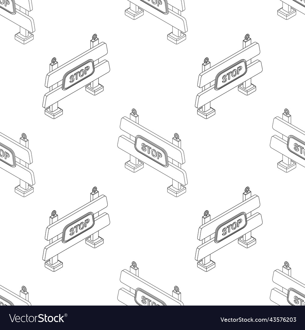 Stop sign isometry line seamless pattern vector image Stop sign isometry line seamless pattern