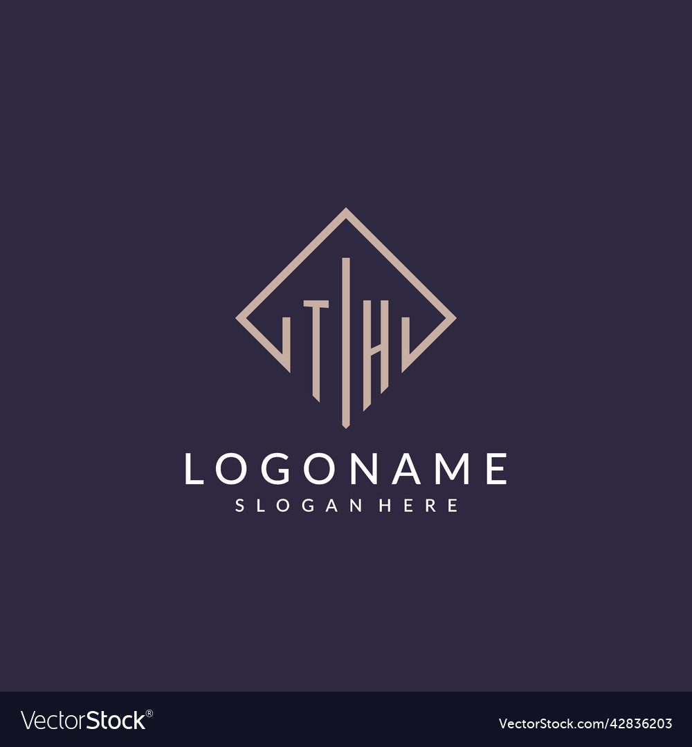 Th initial monogram logo with rectangle style Vector Image Th initial monogram logo with rectangle style
