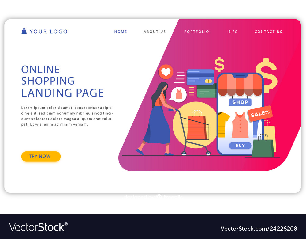 Business landing page design Royalty Free Vector Image