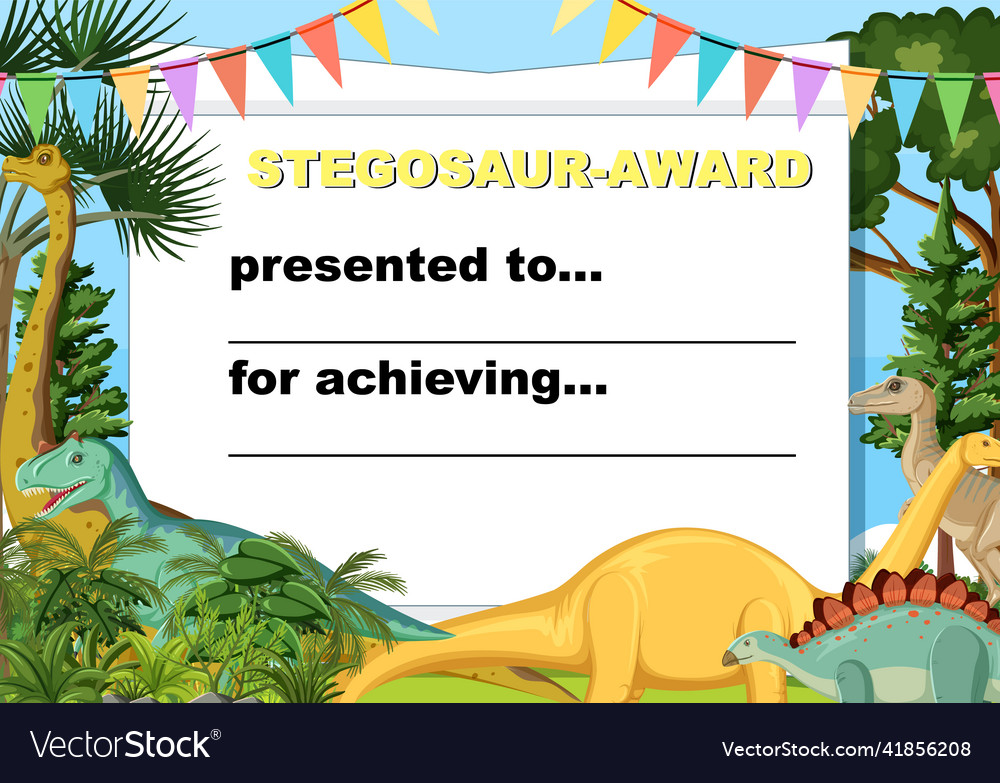 Certificate template with dinosaur Royalty Free Vector Image