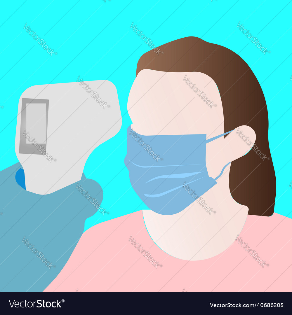 Checking body temperature with a thermometer vector image Checking body temperature with a thermometer