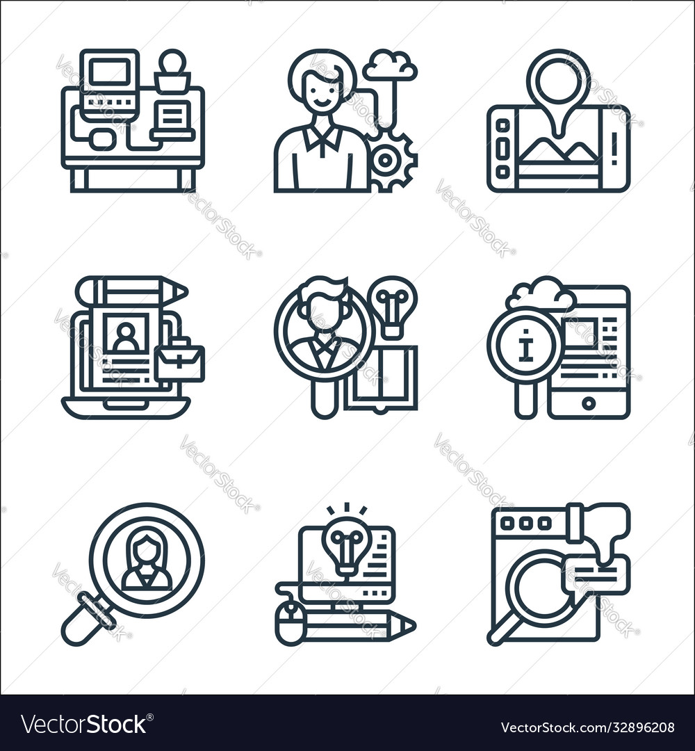 Digital transformation line icons linear set vector image Digital transformation line icons linear set