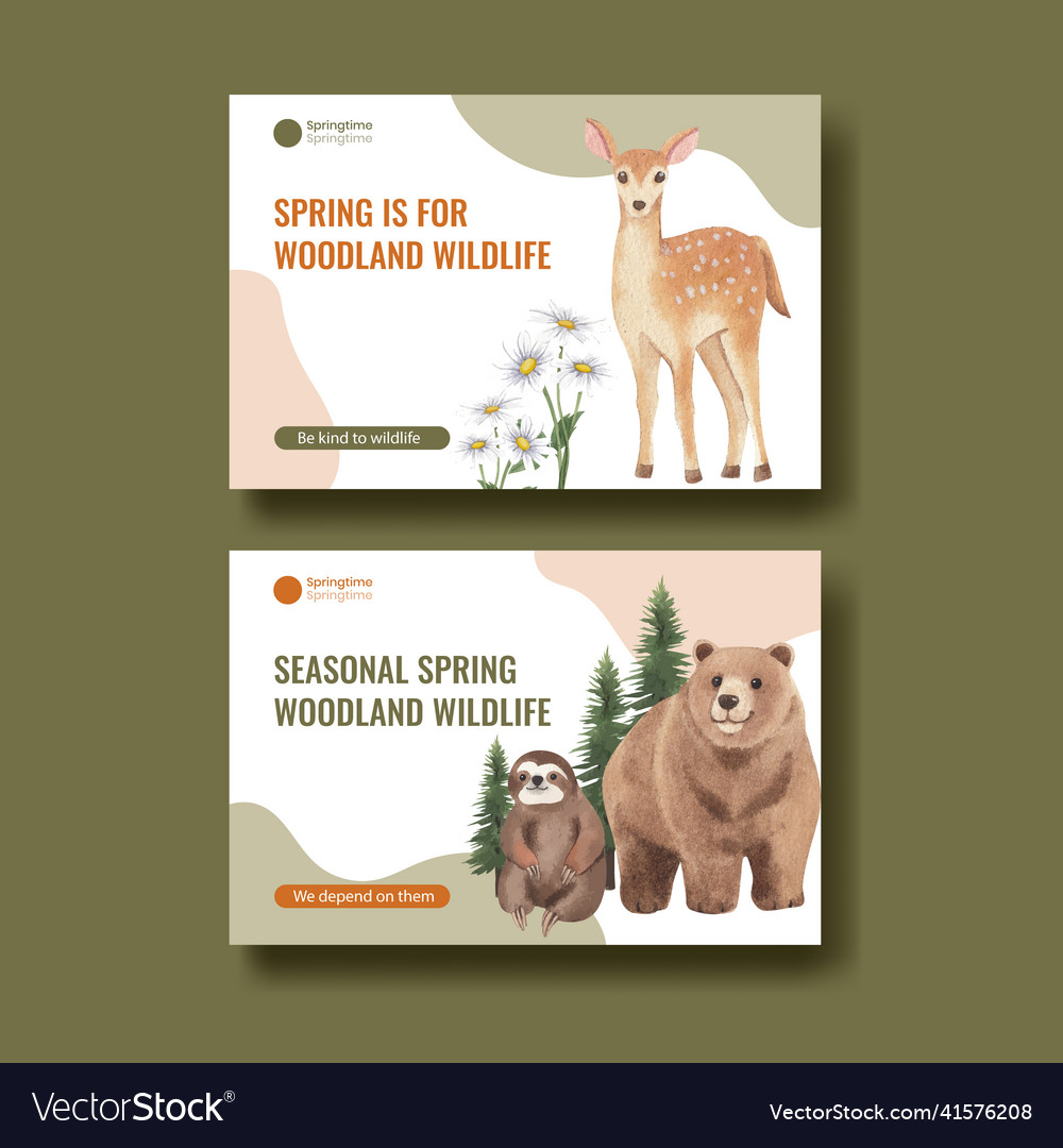 Facebook template with spring woodland wildlife Vector Image