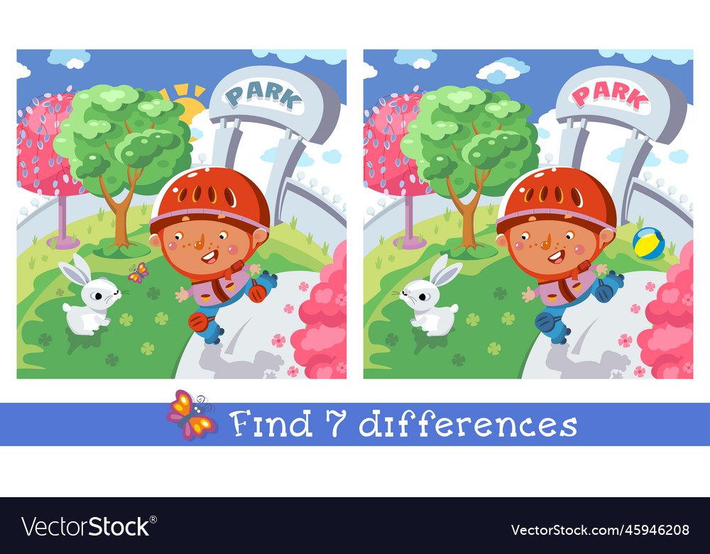 Find 7 hidden differences educational puzzle game vector image Find 7 hidden differences educational puzzle game