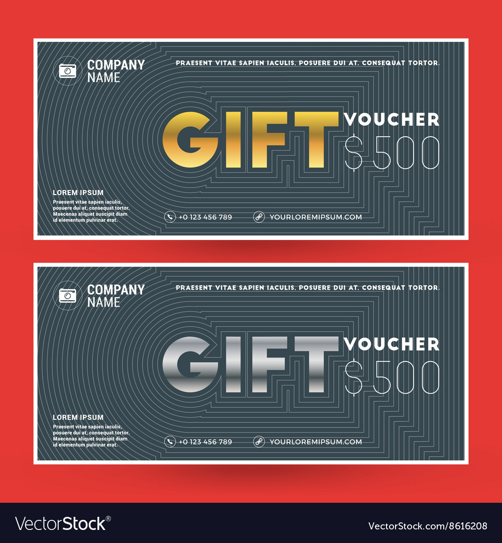 Golden and silver gift voucher design print Vector Image