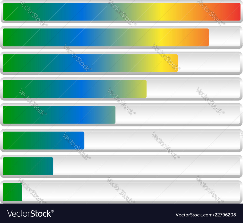 Horizontal loading or progress bars with spectrum vector image Horizontal loading or progress bars with spectrum