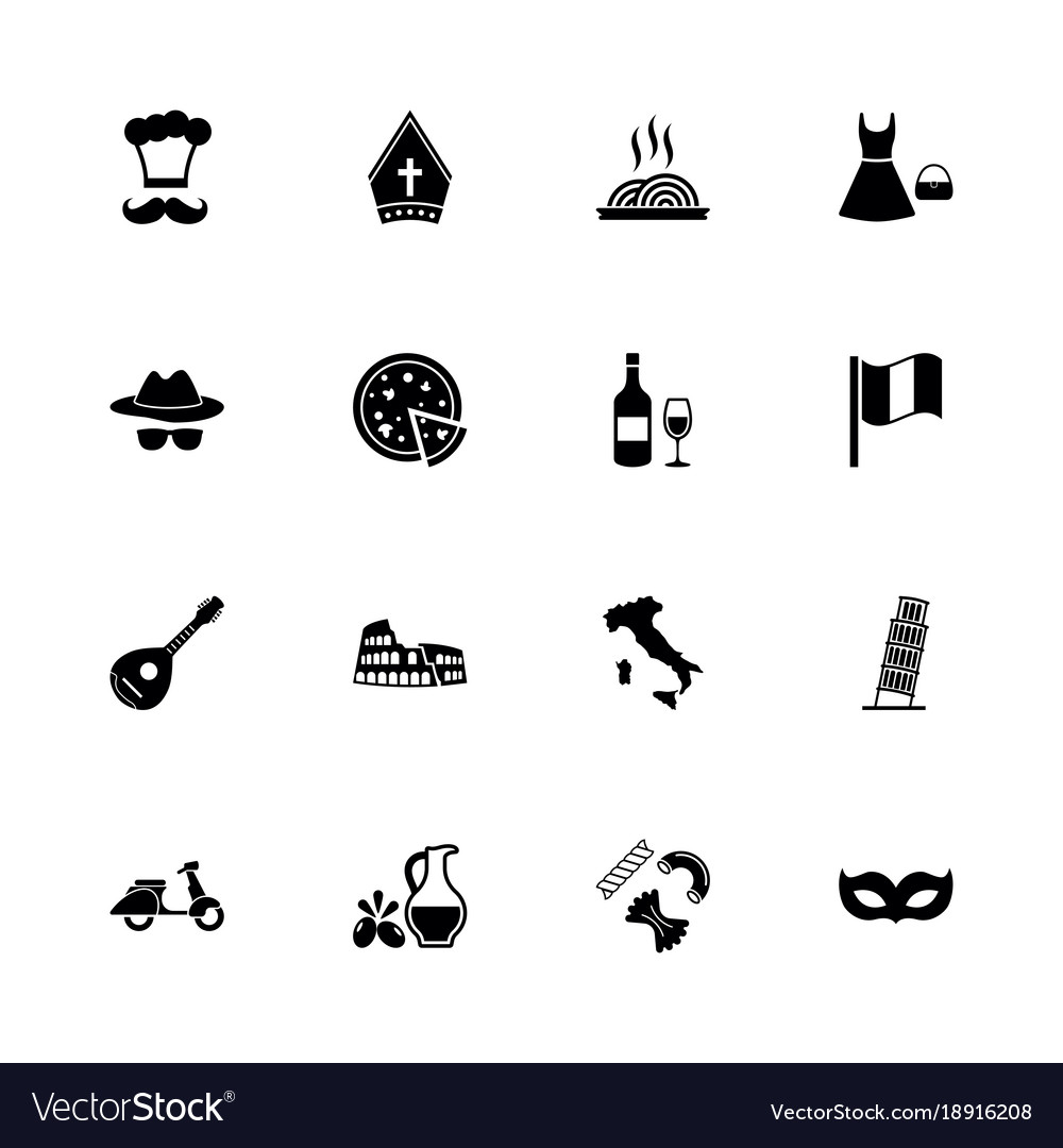 Italian - flat icons Royalty Free Vector Image