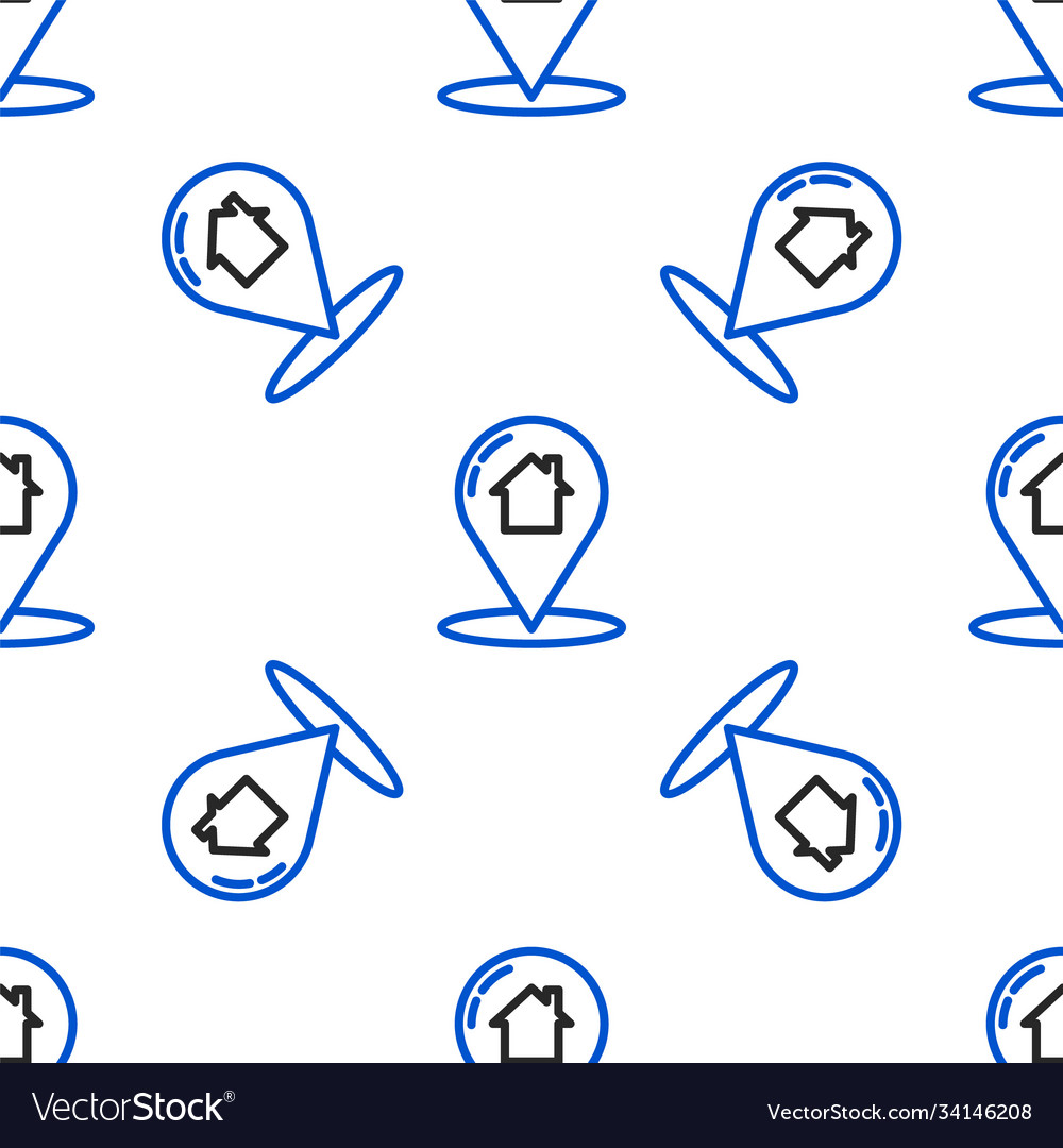 Line map pointer with house icon isolated seamless