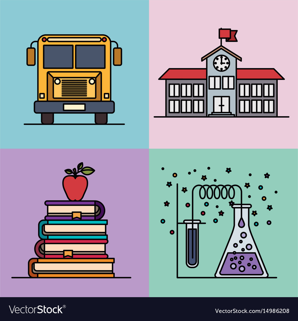 Multicolored sections background with set college