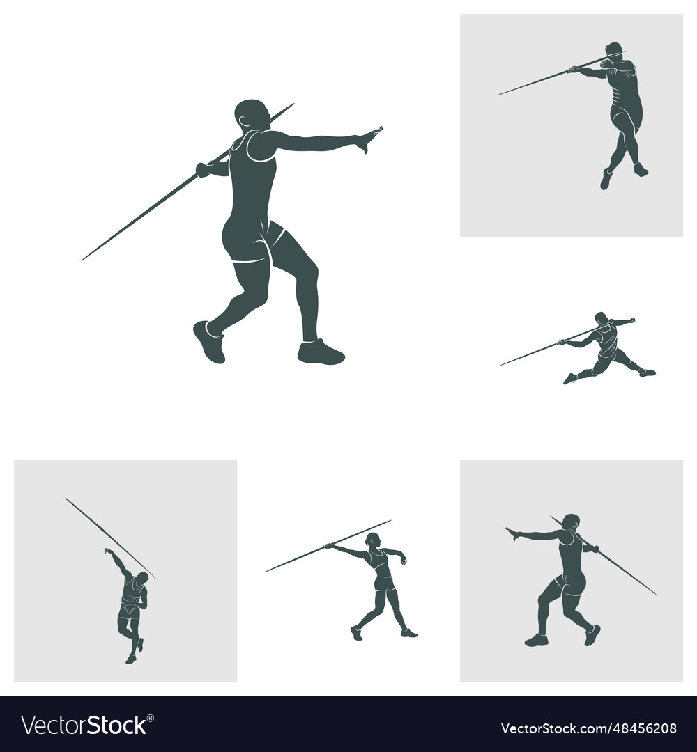 Set of javelin thrower design Royalty Free Vector Image