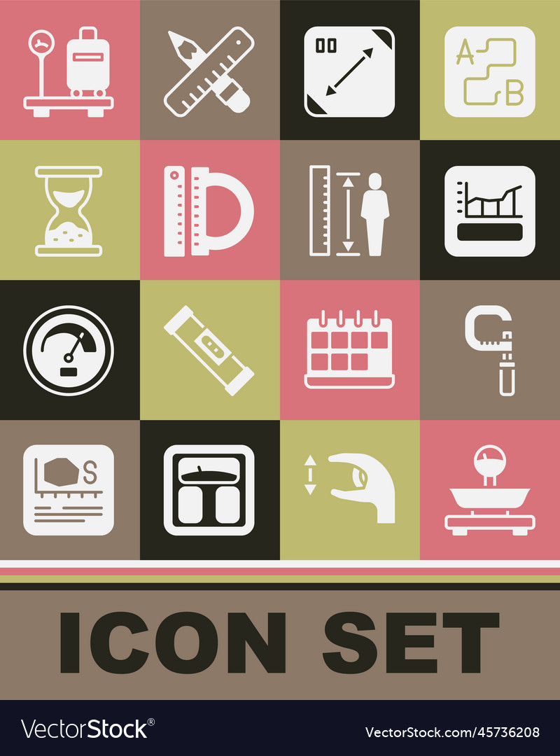 Set scales micrometer graph schedule chart vector image Set scales micrometer graph schedule chart