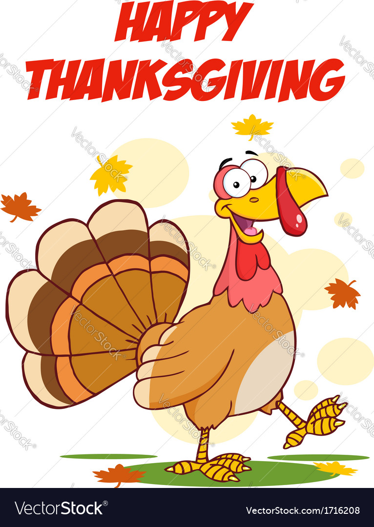 Thanksgiving turkey cartoon Royalty Free Vector Image