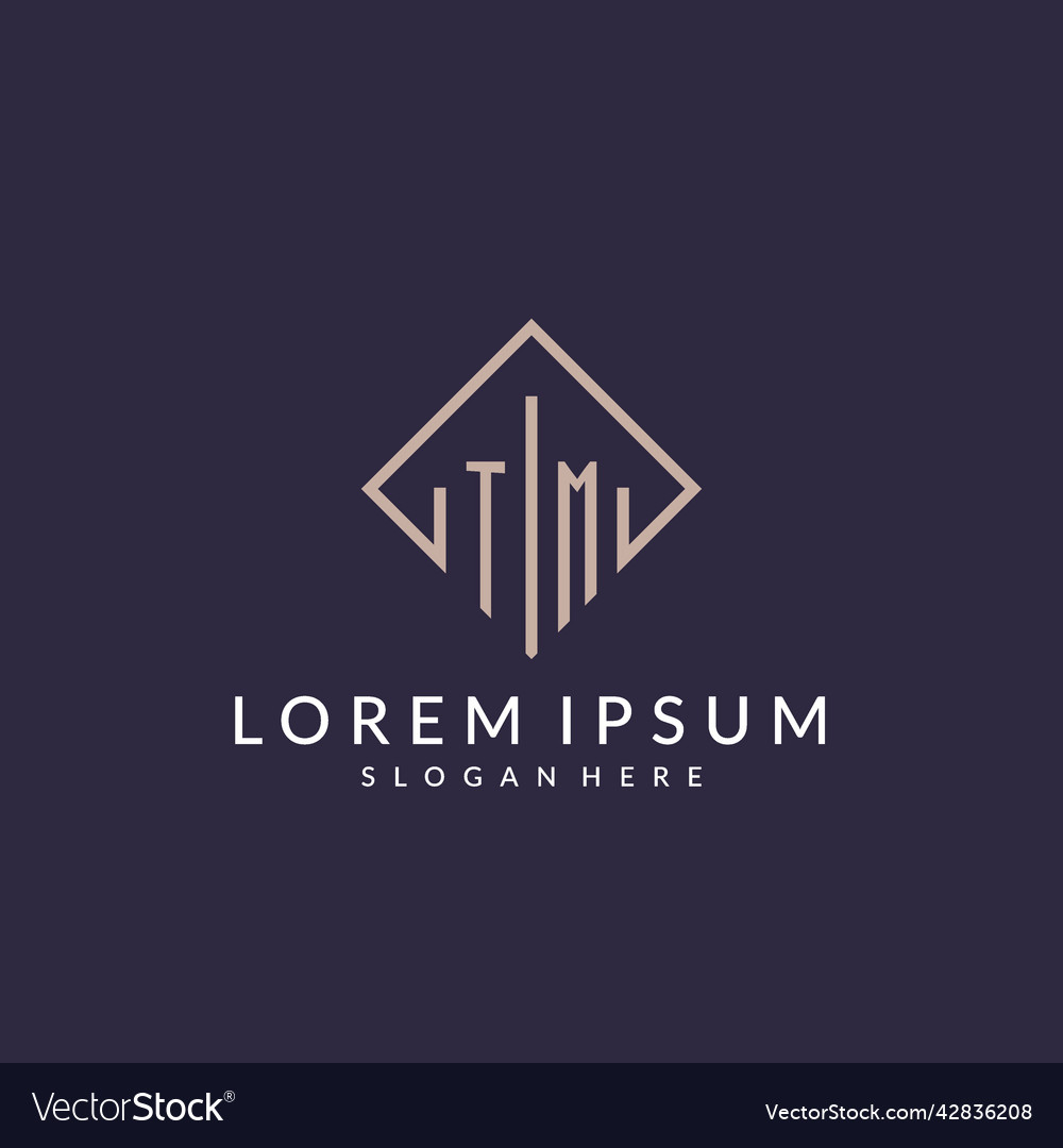 Tm initial monogram logo with rectangle style Vector Image Tm initial monogram logo with rectangle style