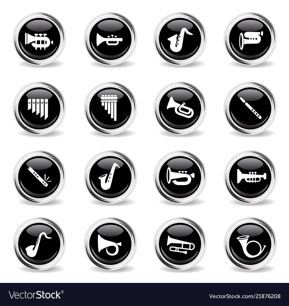 Wind instruments icon set