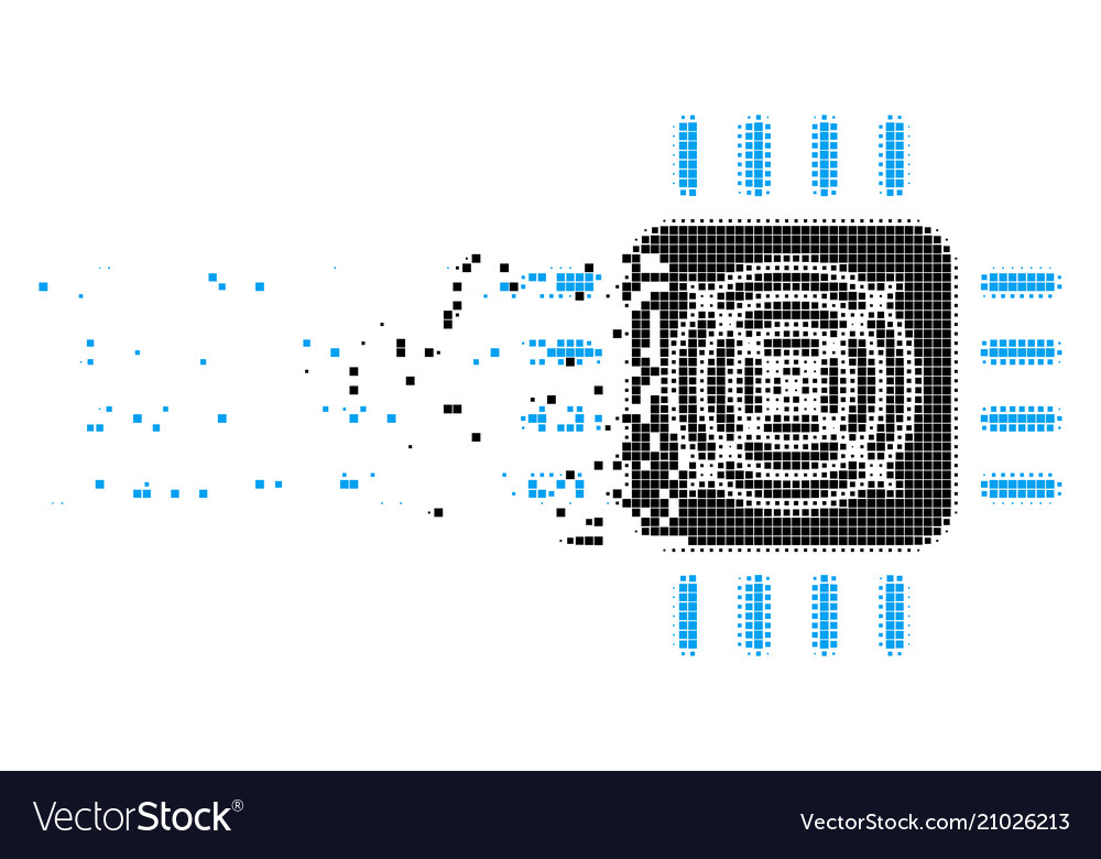 Asic processor dust pixel icon vector image Asic processor dust pixel icon