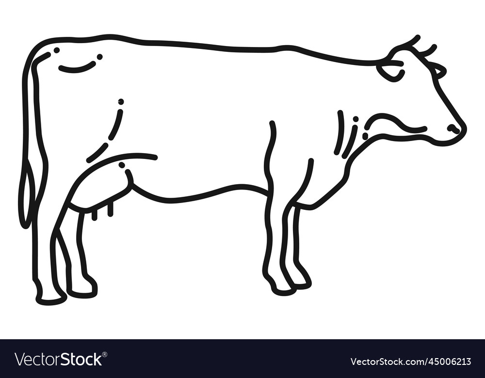 Cow line icon cattle symbol farm sign Royalty Free Vector