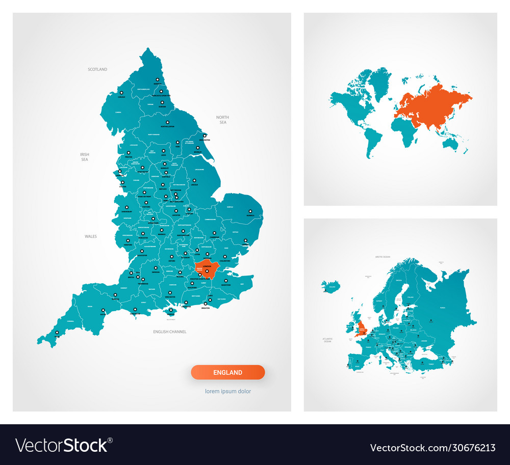 Editable template map england with marks