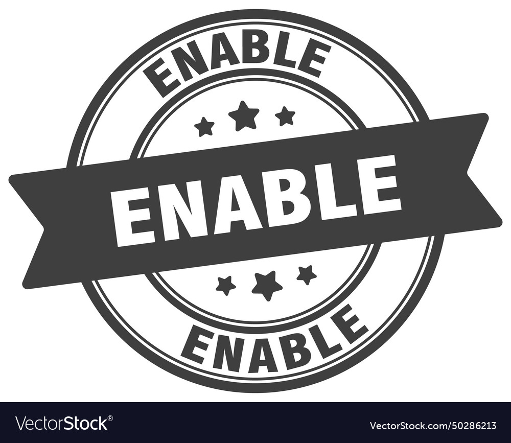 Enable stamp label on transparent Royalty Free Vector Image