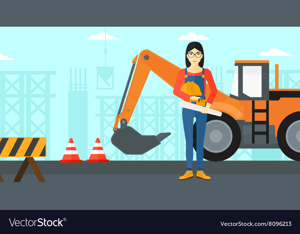 Engineer with hard hat and blueprint