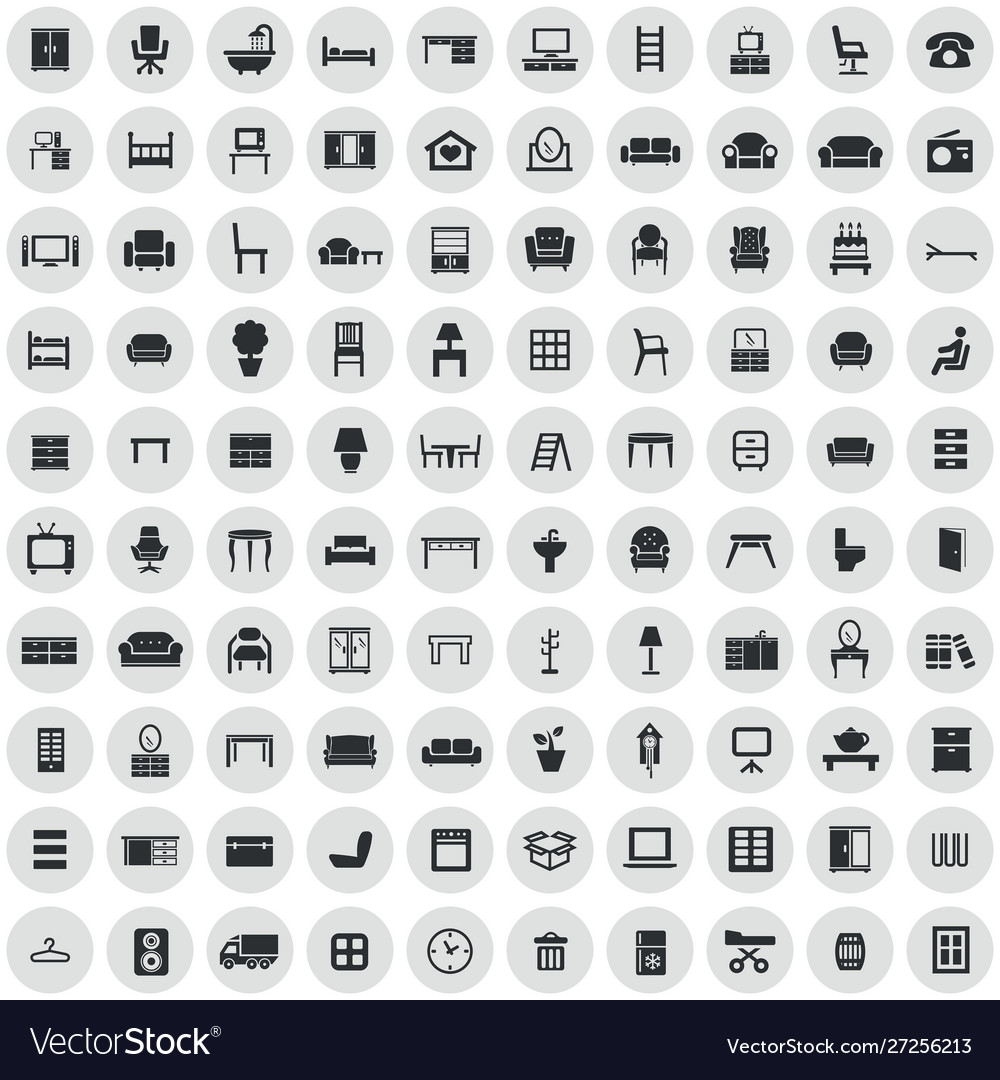 Furniture 100 icons universal set for web and ui