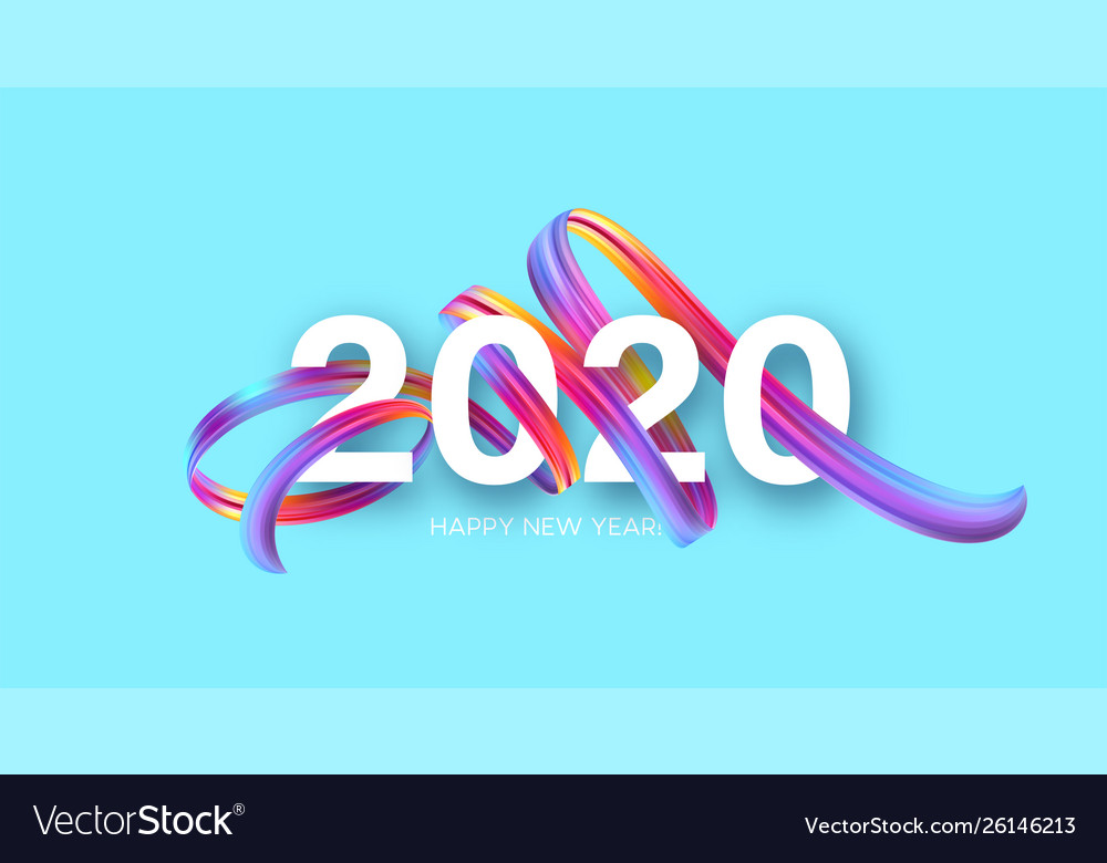 Happy new year 2020 lettering greeting Royalty Free Vector