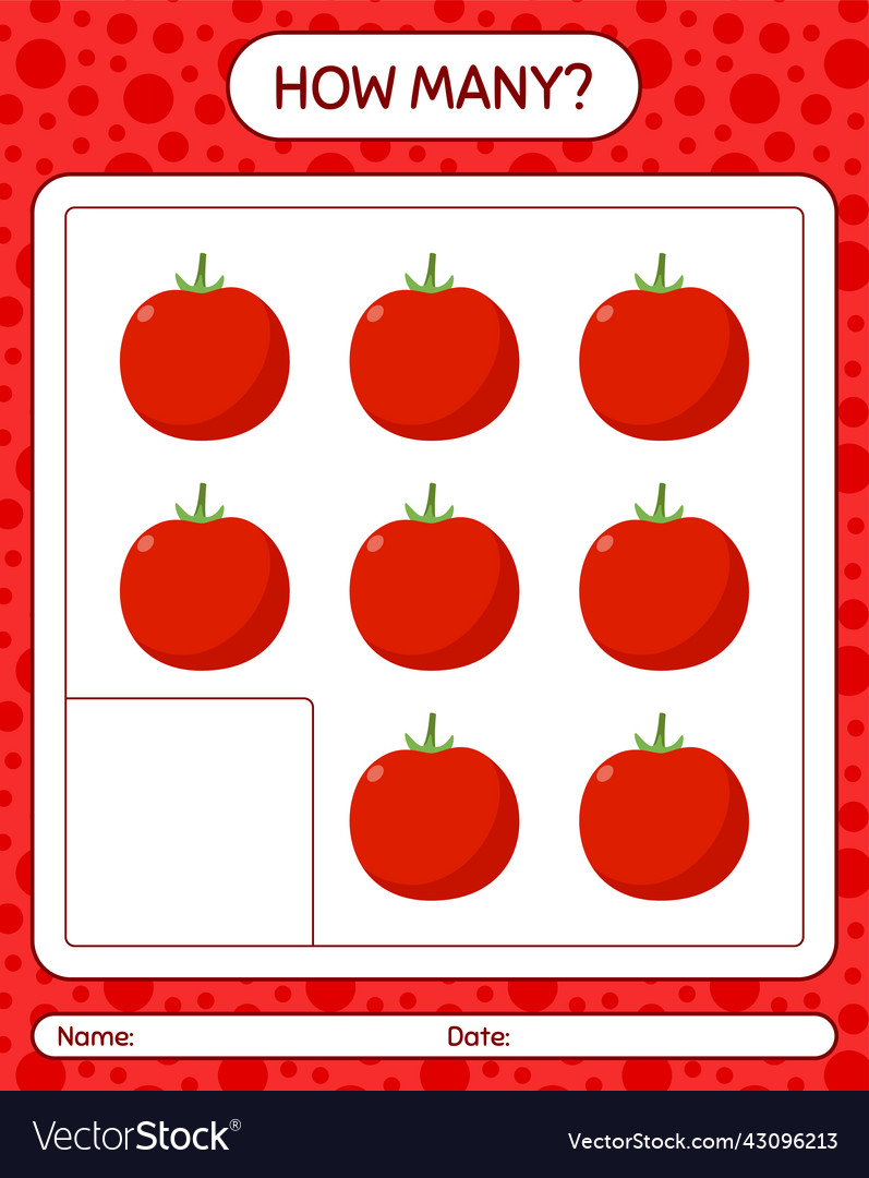 How many counting game with tomato worksheet