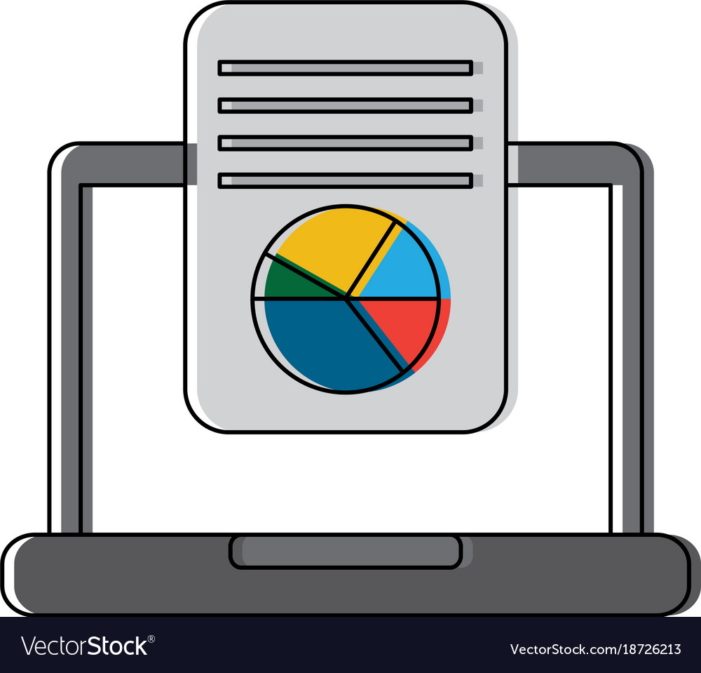 Laptop computer screen document file graph diagram