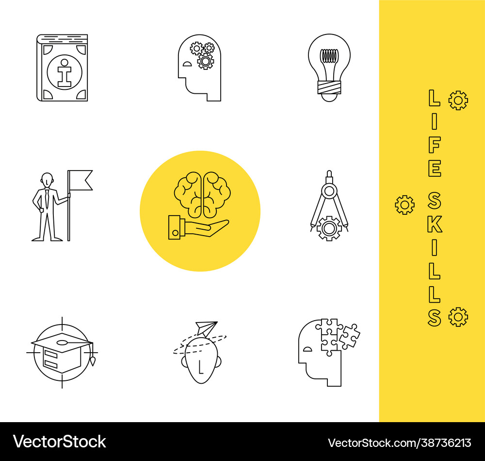 Nine life skills icons Royalty Free Vector Image